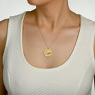 3115 - 14kt wavy yellow gold round necklace, matte satin finish and diamond