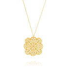 4390 - 14k yellow gold matte diamond filigree necklace