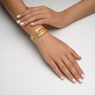 5134 - handcrafted 14kt yellow gold special engraving multi-strand diamond cuff bracelet.