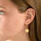 5501 - organic handcrafted flower hoop earring in 14kt matte satin yellow gold