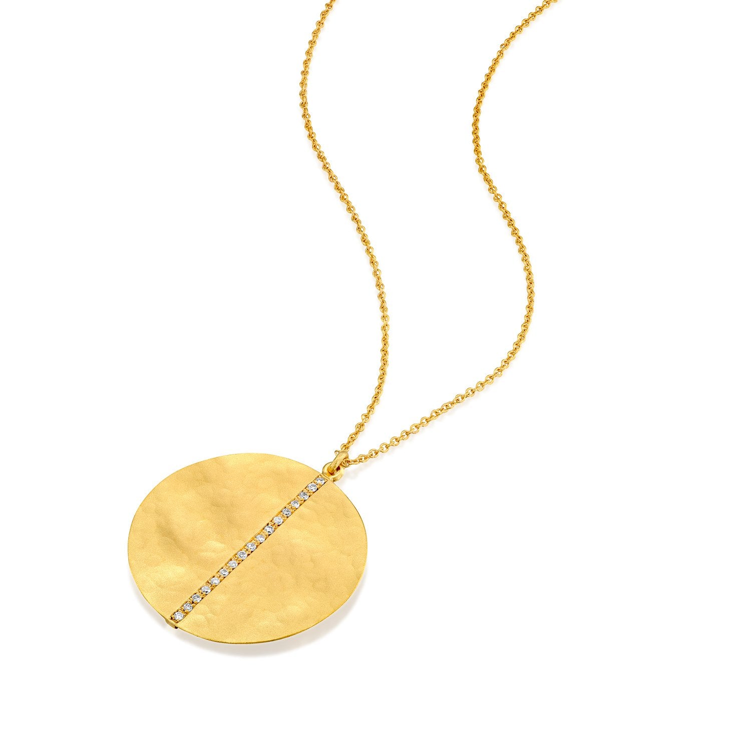 5709 - 14kt yellow gold hammered diamond necklace