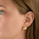 6652 - handcrafted special engraving diamond butterfly earring, in 14kt yellow gold. post and friction backs.