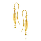 6684 - 14kt unique brushed yellow gold diamond drop earring,