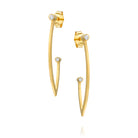 7042 - 14kt yellow matte stain gold flat curve diamond hoop earring