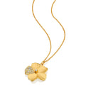 7065 - 14kt yellow gold special engraving pave diamond flower necklace