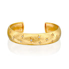 7166 - 14kt yellow gold special engraving stars diamond cuff bracelet