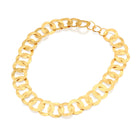 826 - 14kt handmade yellow wavy matte and satin classic gold link necklace