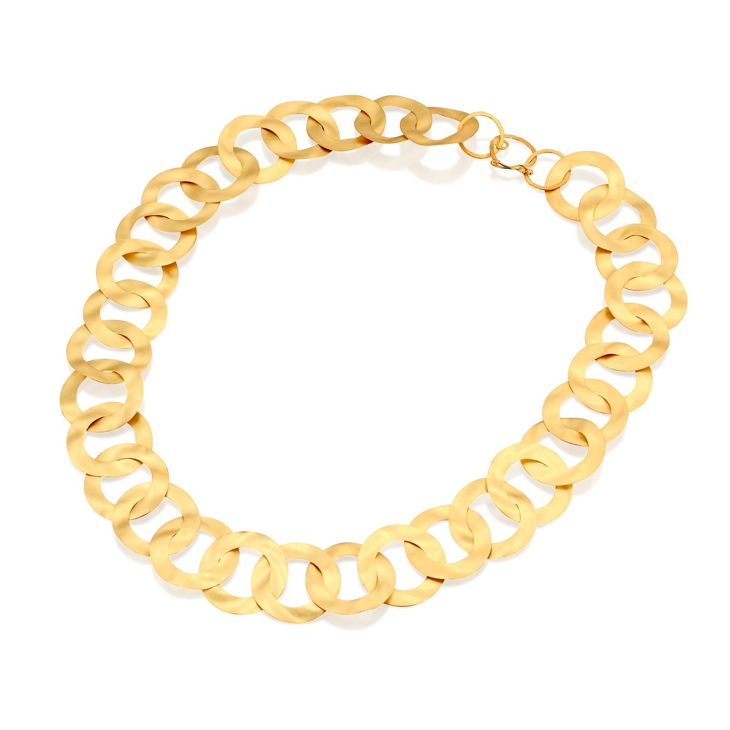 826 - 14kt handmade yellow wavy matte and satin classic gold link necklace