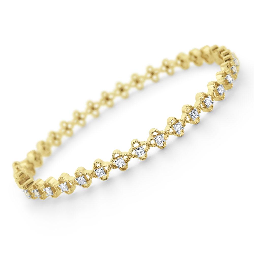 b6179 kc design diamond clover bangle set in 14 kt. gold