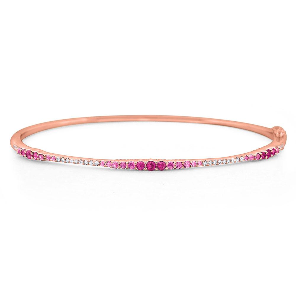 b7149 kc design pink sapphire & diamond ombré bangle set in 14 kt. gold