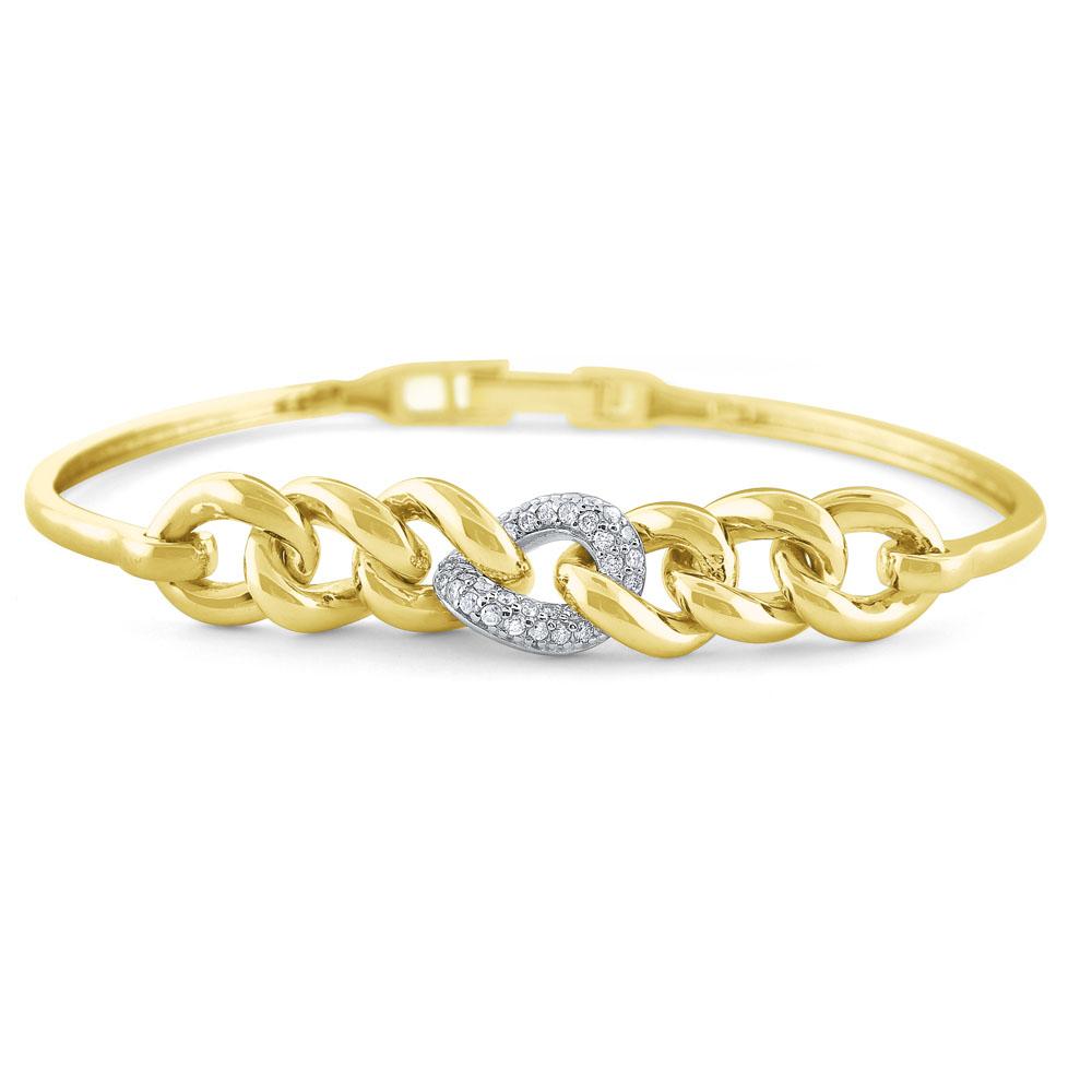 b7882 kc design 14k gold and diamond chain link flexible bracelet