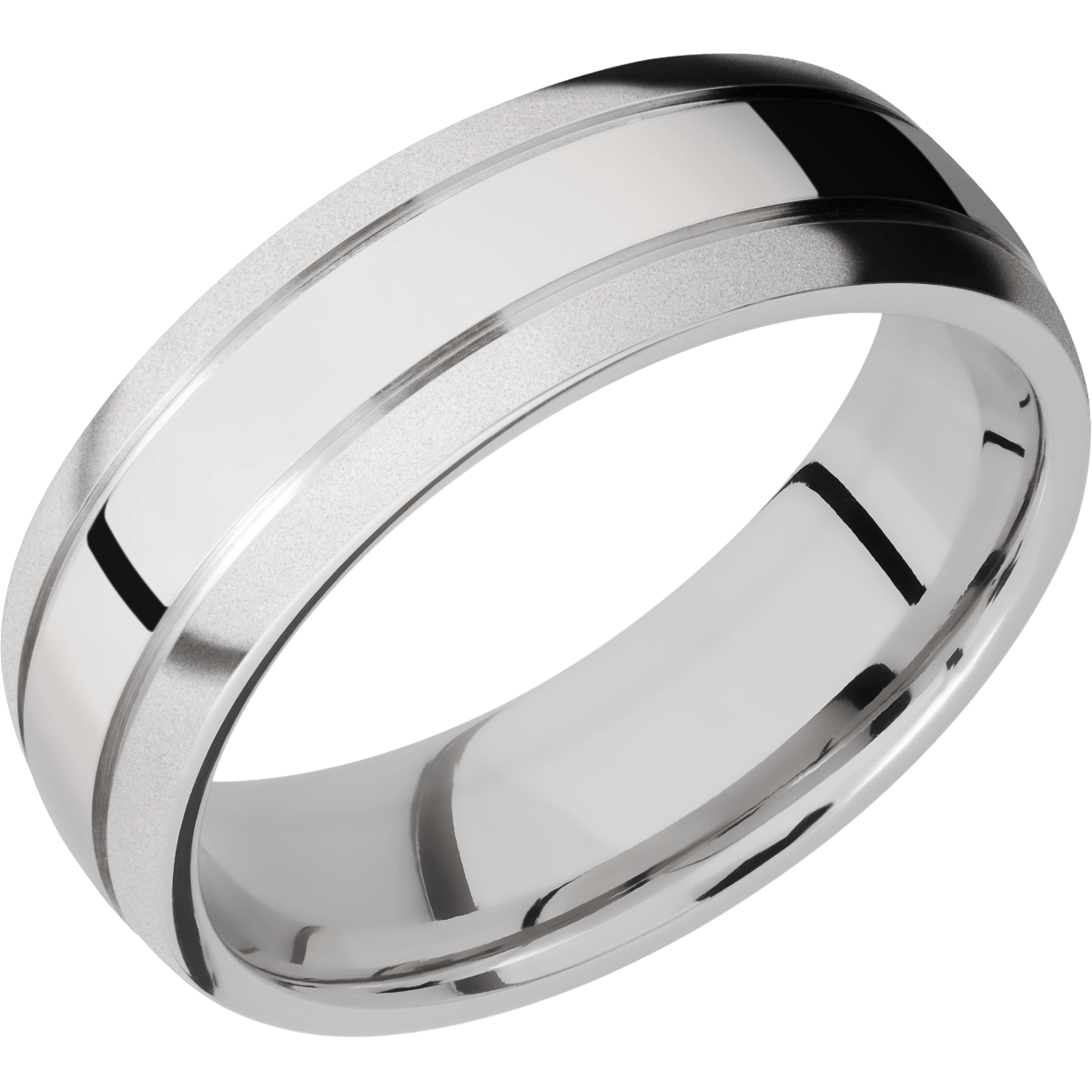 Cobalt Wedding Band With Polish & Bead Finish