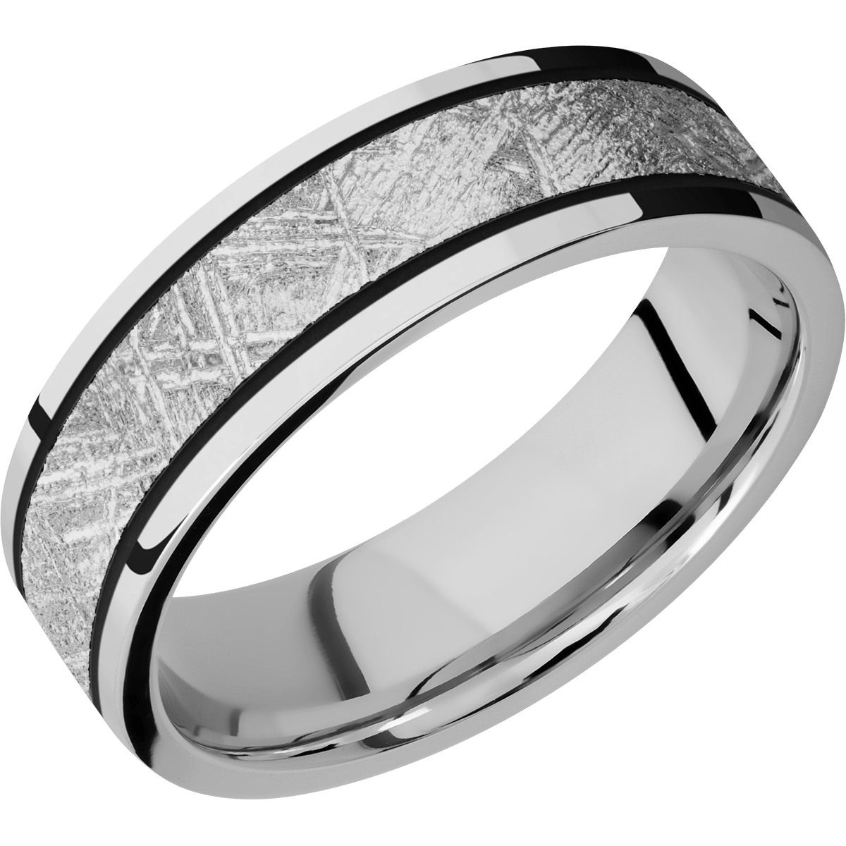 Meteorite Wedding Band With Polish Finish