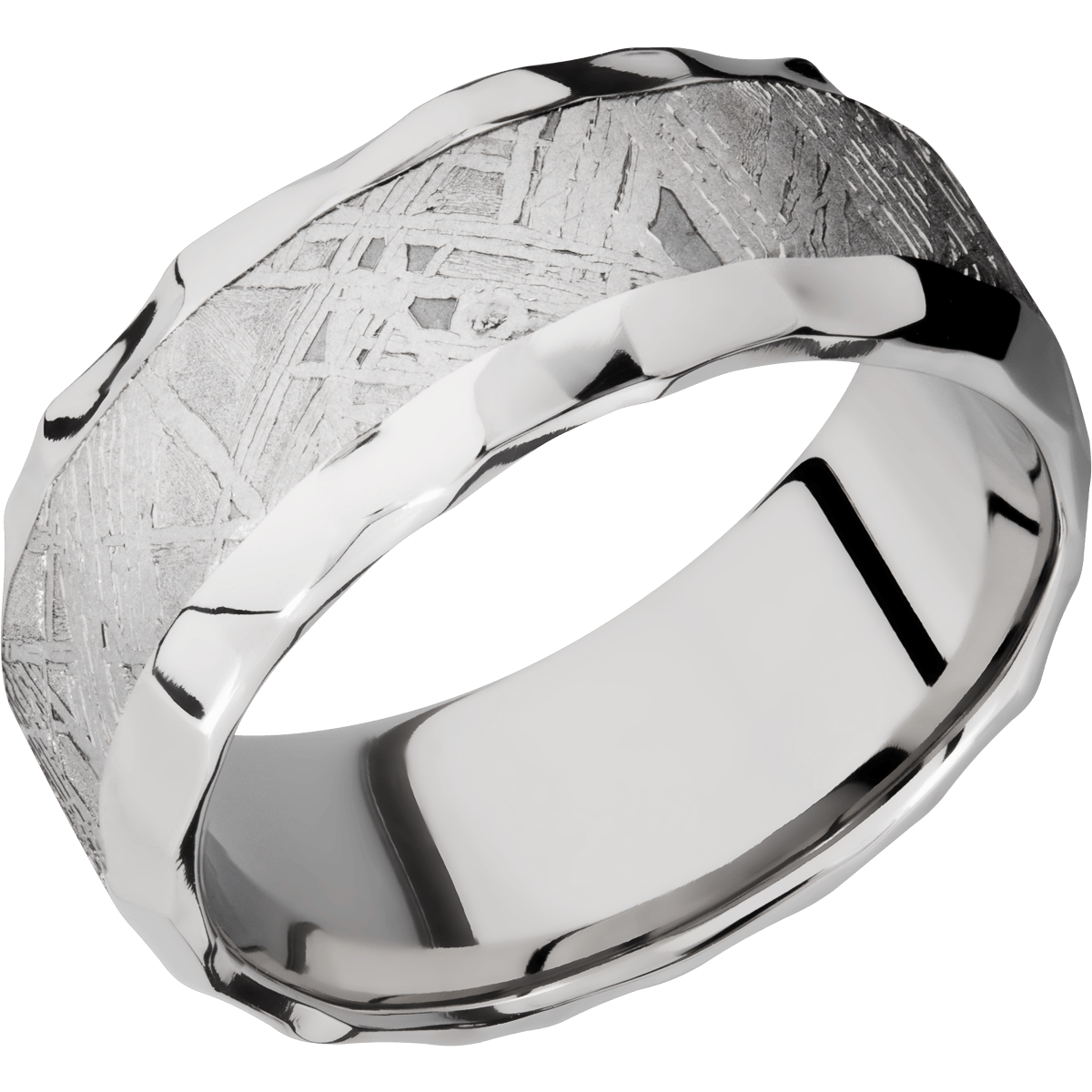 Meteorite Wedding Band With Rock Polish Finish