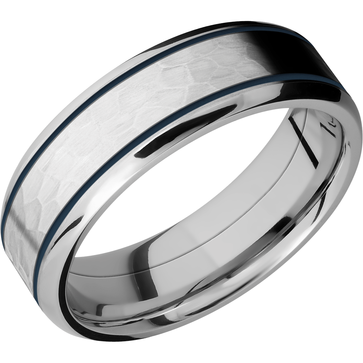 Cobalt Chrome Wedding Band With Hammer & Polish Finish