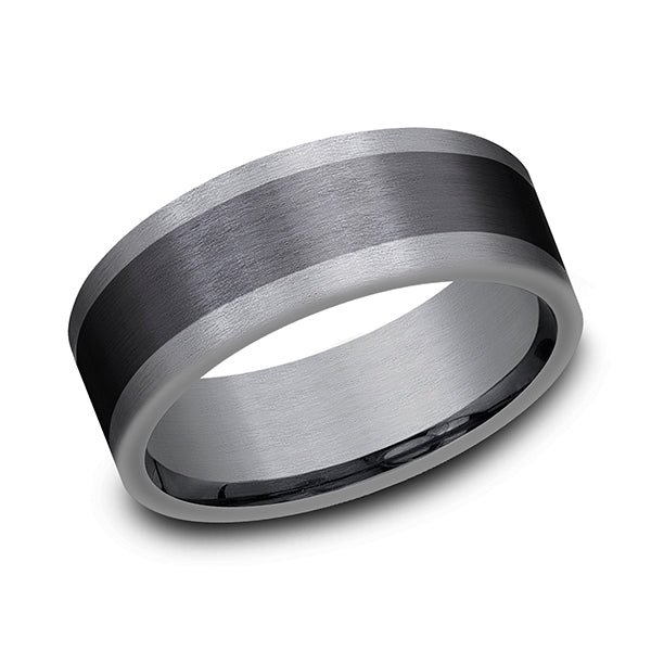 tantalum and black titanium comfort-fit design wedding band
