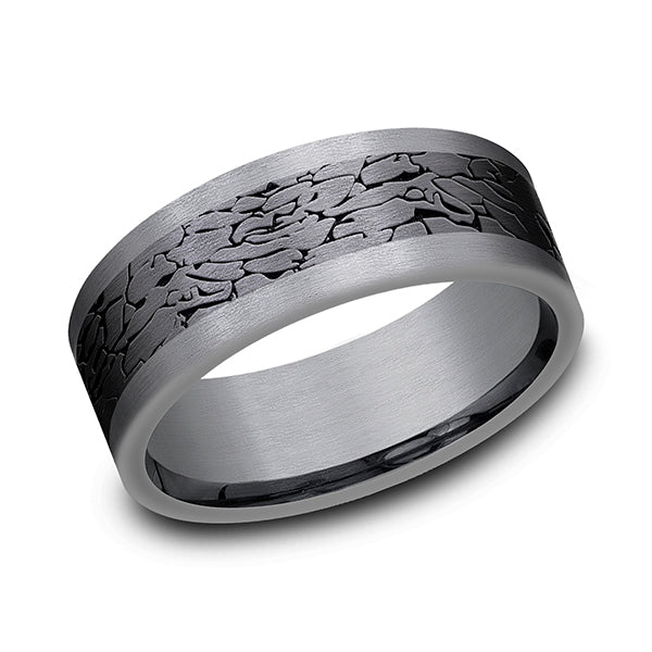 tantalum and black titanium comfort-fit design wedding band