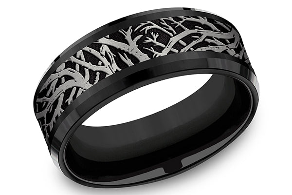 tantalum and black titanium comfort-fit design wedding band