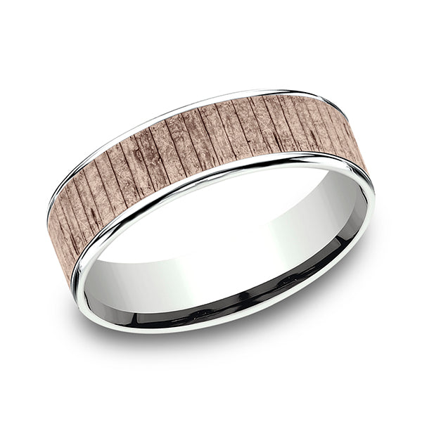 two tone comfort-fit design wedding ring