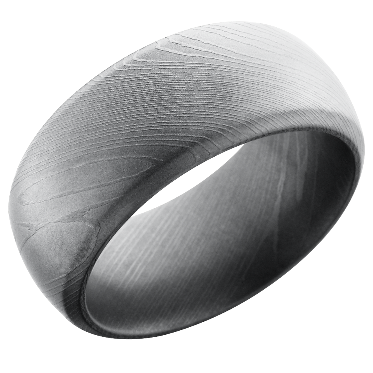 lashbrook damascus handmade 10mm damascus steel domed band