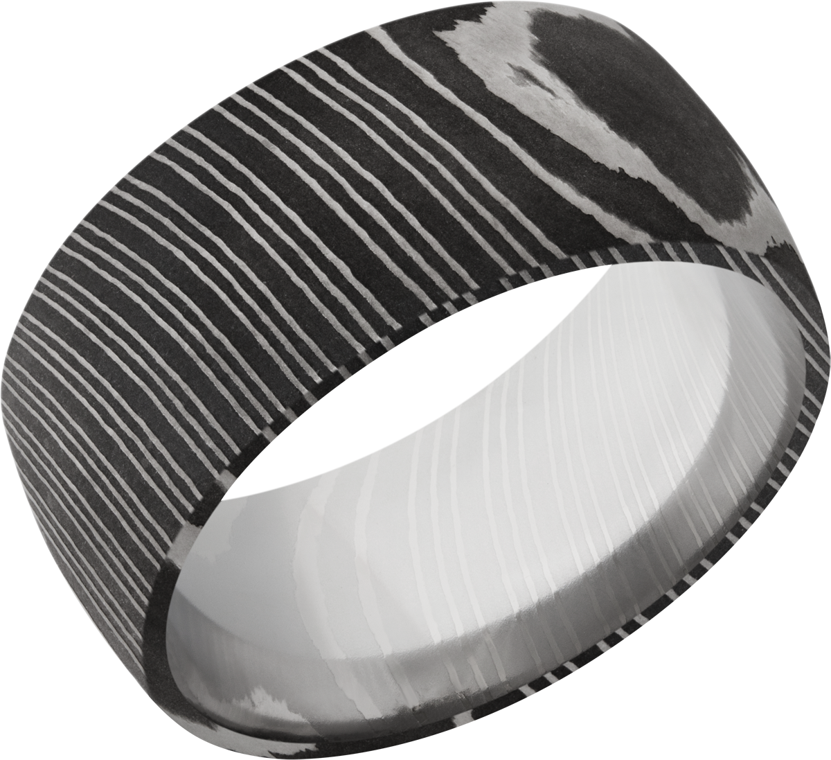 lashbrook damascus handmade 10mm damascus steel domed band