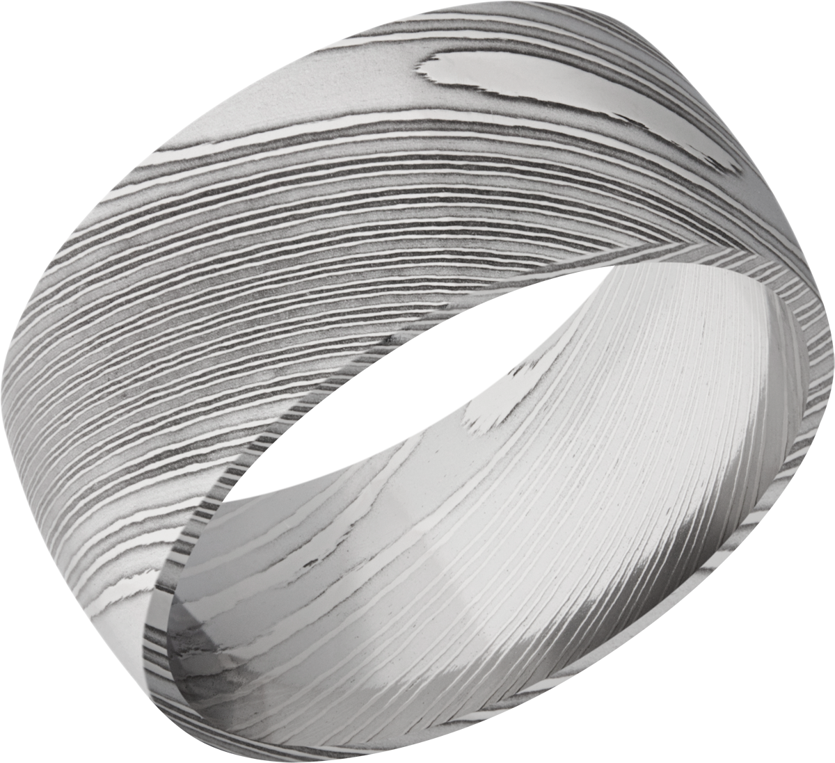 lashbrook damascus handmade 10mm damascus steel domed band