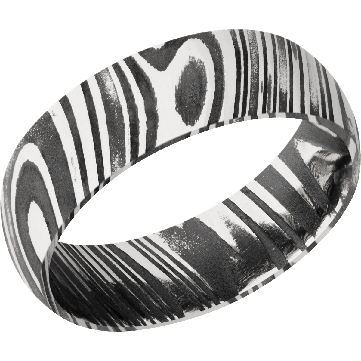 Damascus Wedding Band With Acid Finish