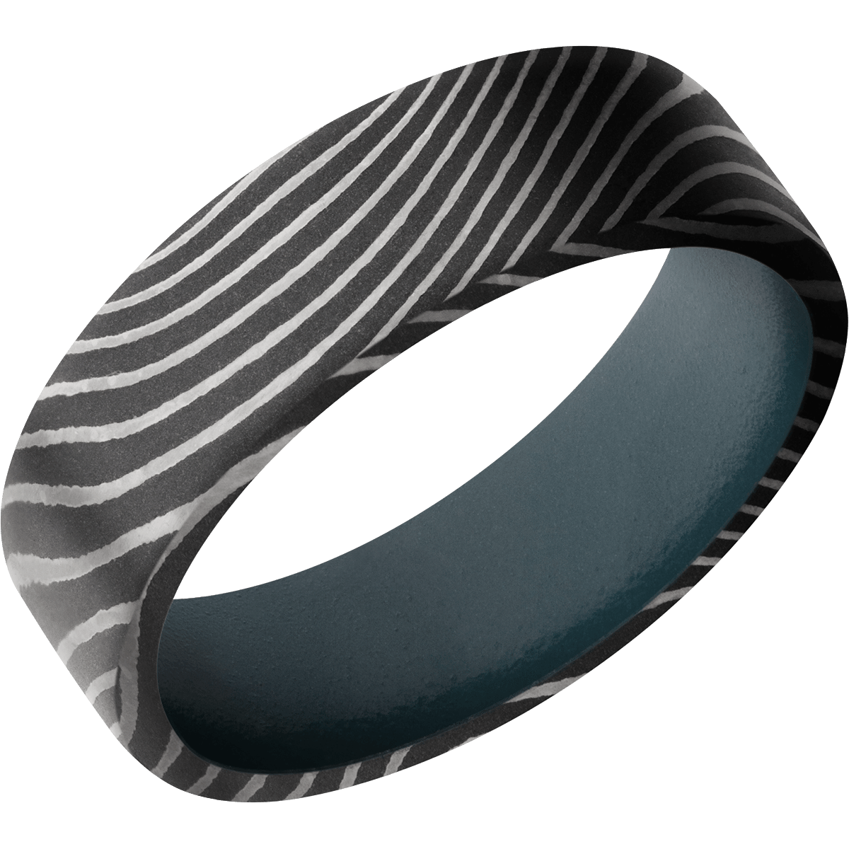 Damascus Wedding Band With Acid Finish