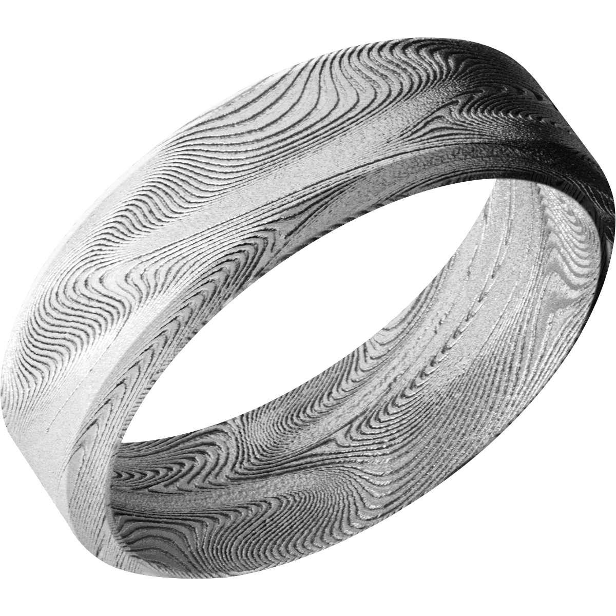 Damascus Wedding Band With Bead Finish