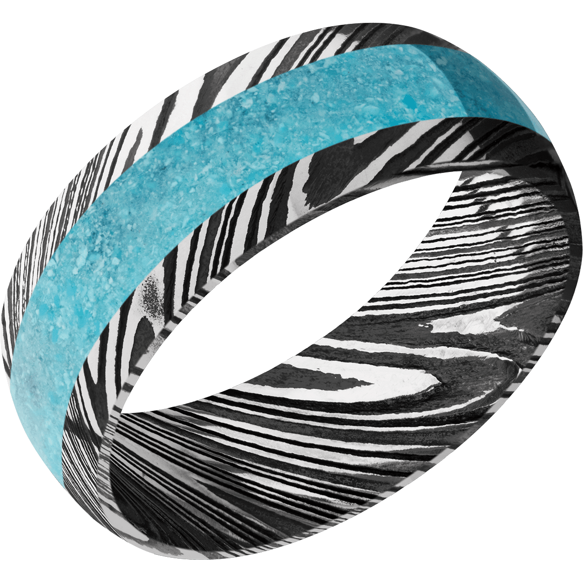 Damascus Wedding Band With Acid Finish