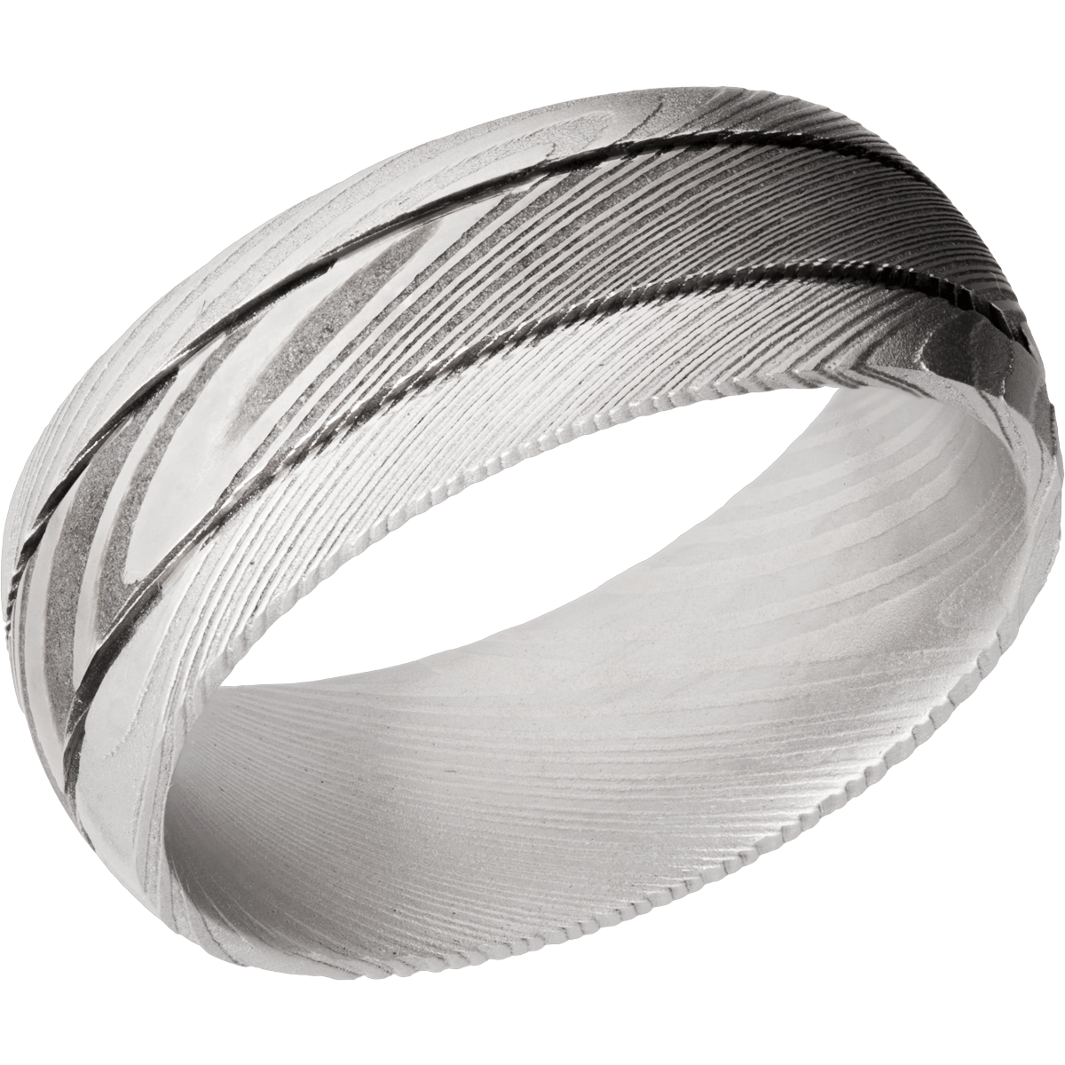 Damascus Wedding Band With Acid & Bead Finish