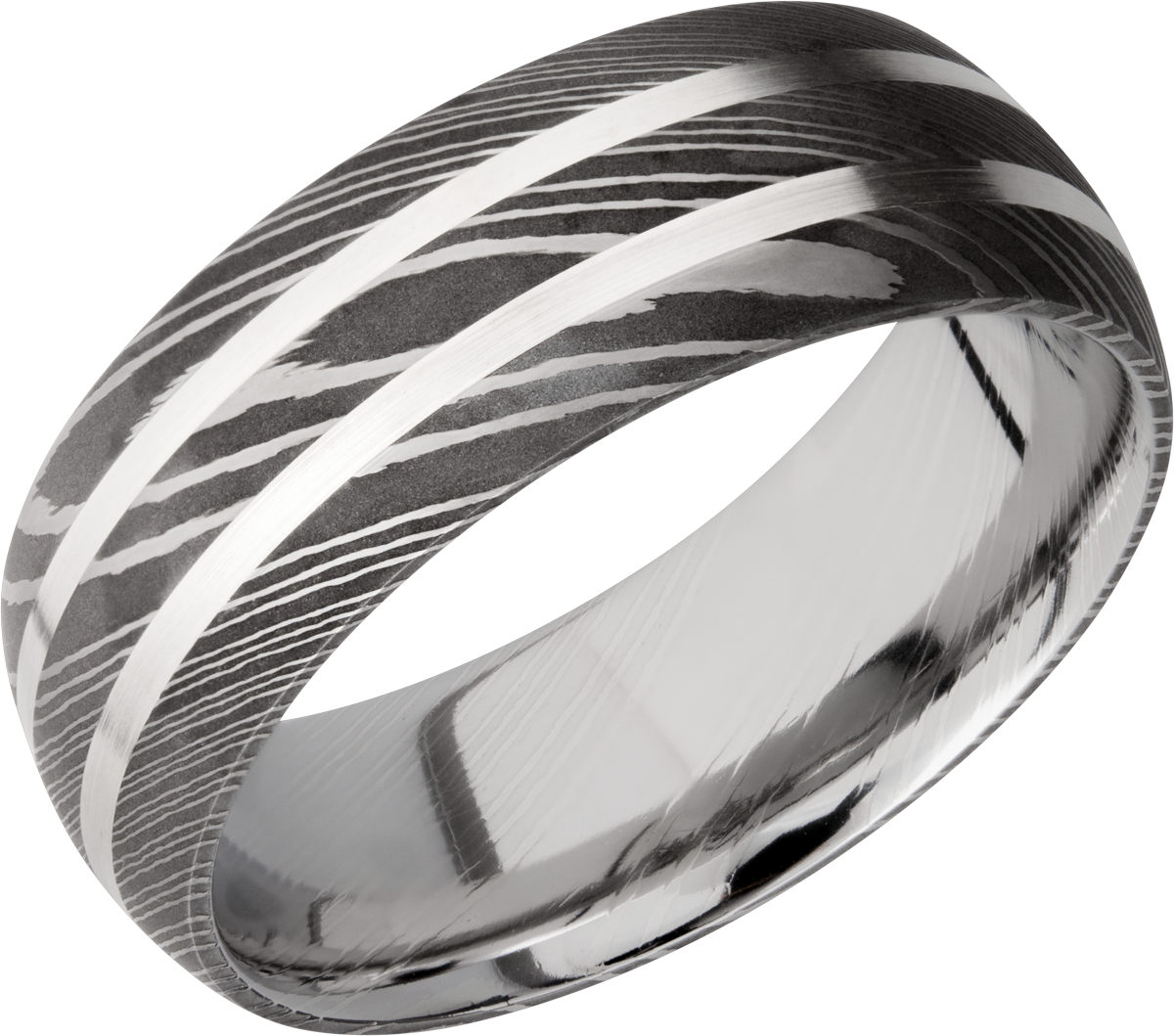 lashbrook damascus handmade 8mm damascus steel domed band