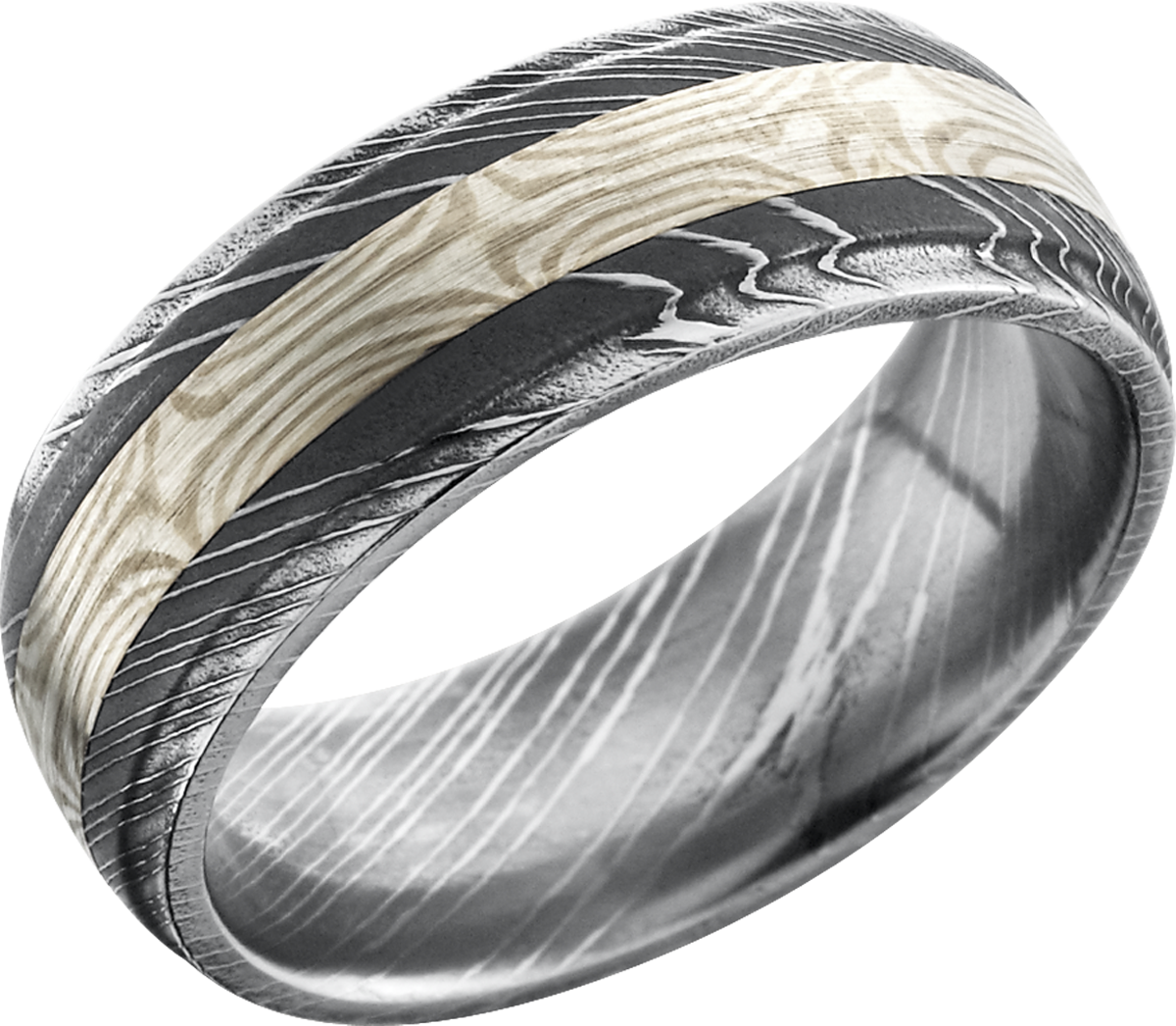 lashbrook damascus handmade 8mm damascus steel domed band