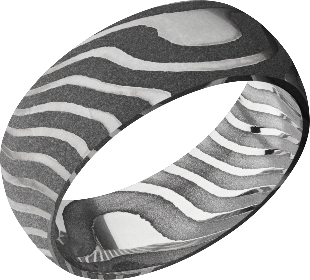 lashbrook damascus handmade 8mm tiger damascus steel domed band