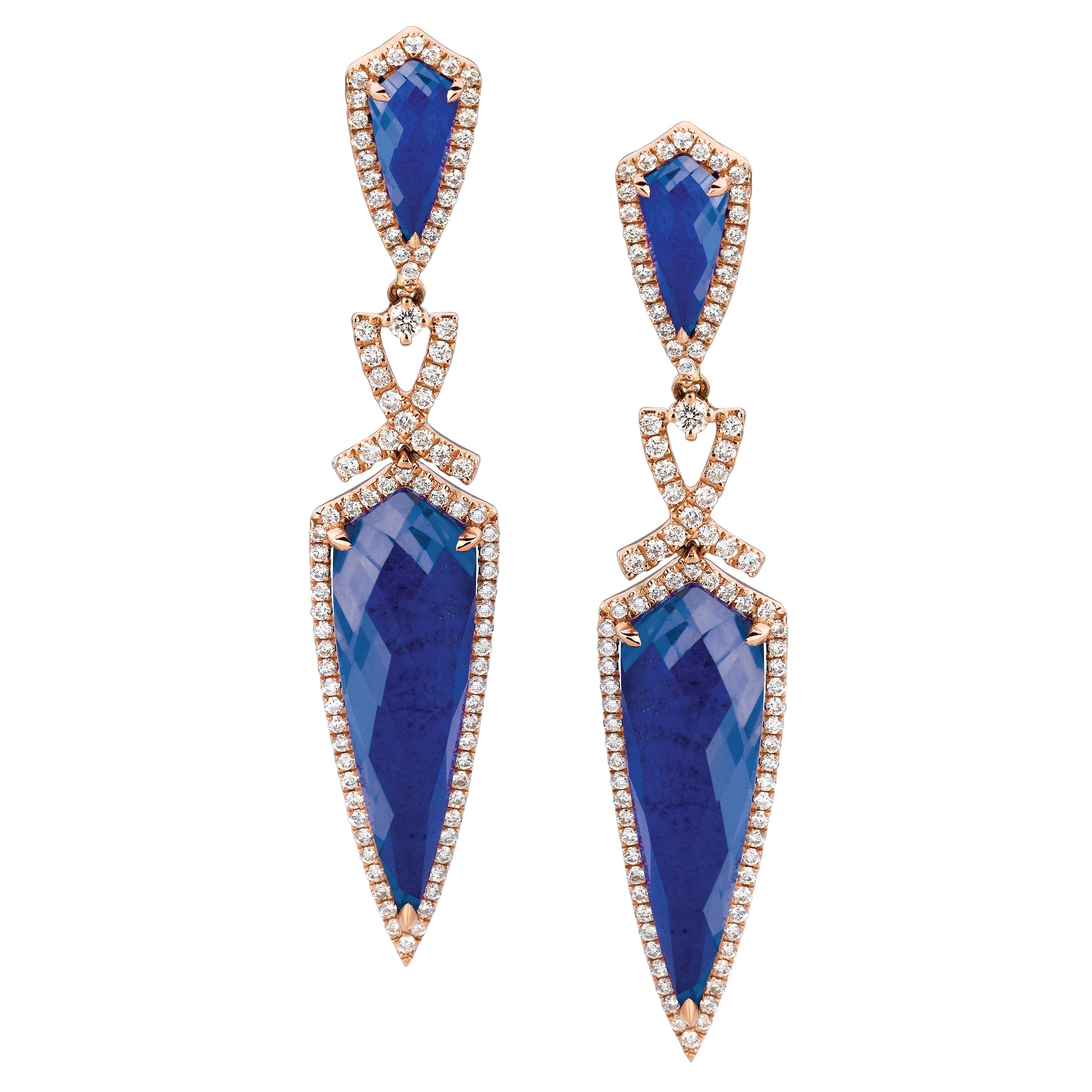 doves royal lapis collection 18k rose gold diamond earring E4775LP