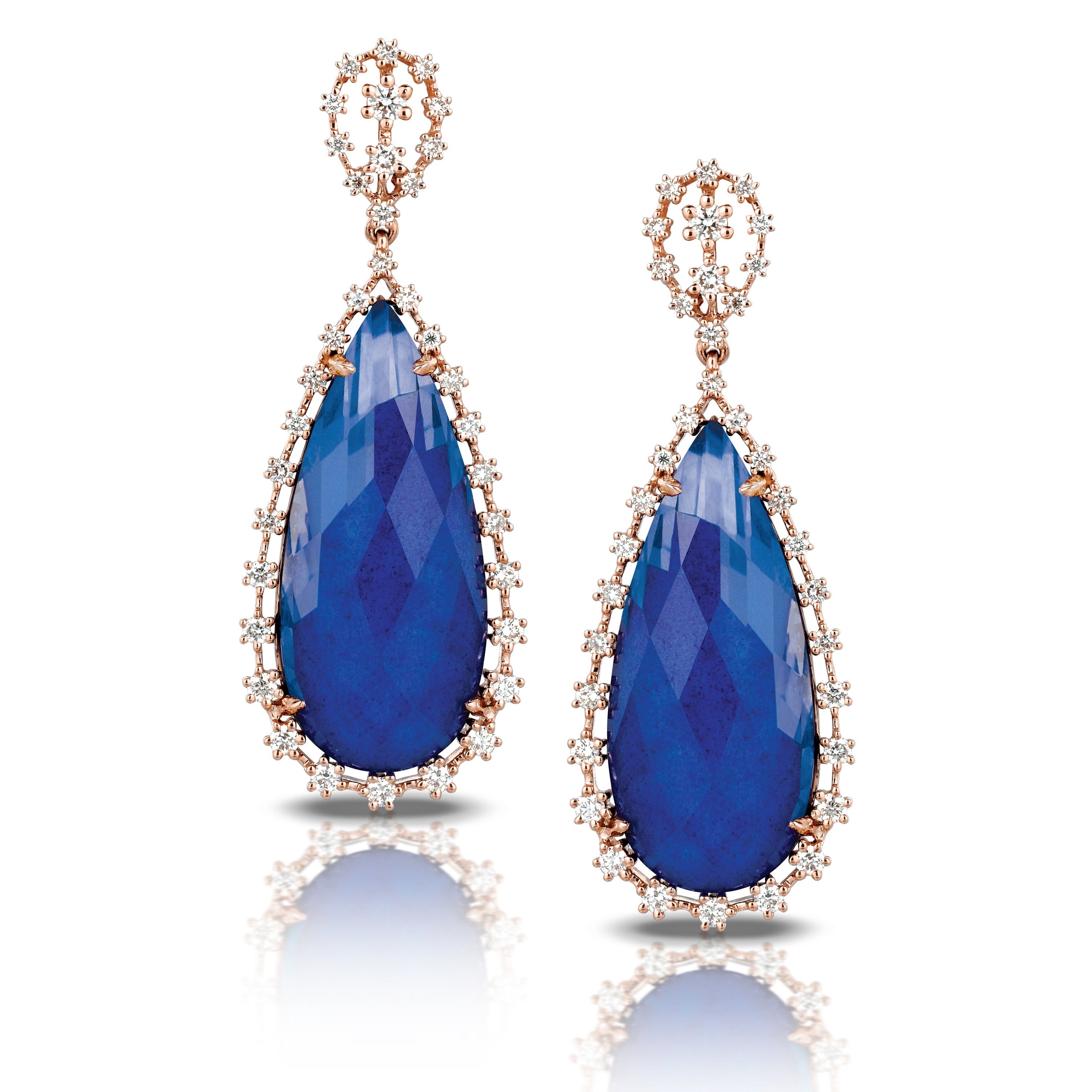 doves royal lapis collection 18k rose gold diamond earring E6566LP