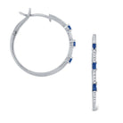 e7076 kc design blue sapphire & diamond hoop earrings set in 14 kt. gold