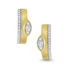 e7082 kc design miracle marquise set diamond & brushed 14kt. gold mini hoops