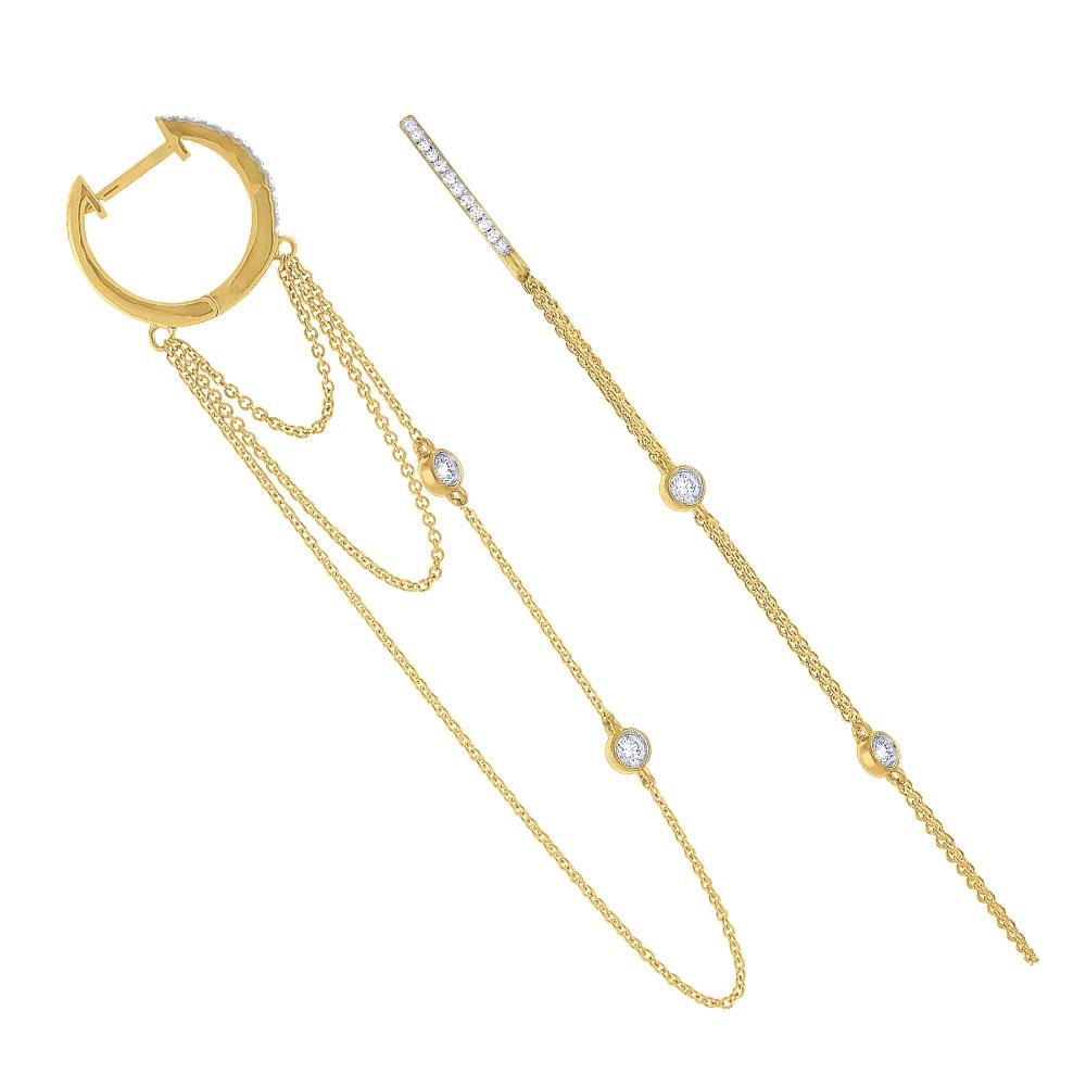 e7537 kc design diamond layered chain earrings set in 14 kt. gold