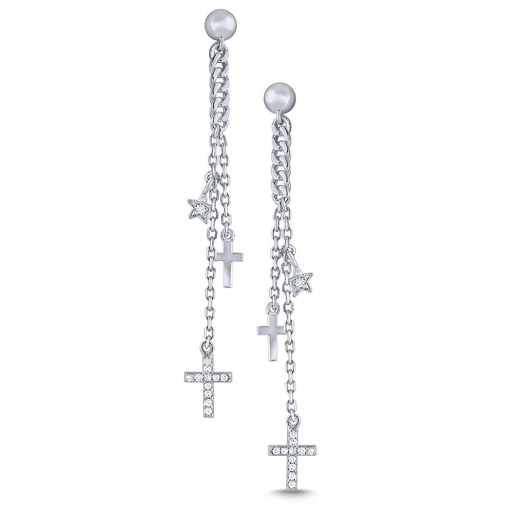 e7884 kc design gold and diamond dangle cross earrings
