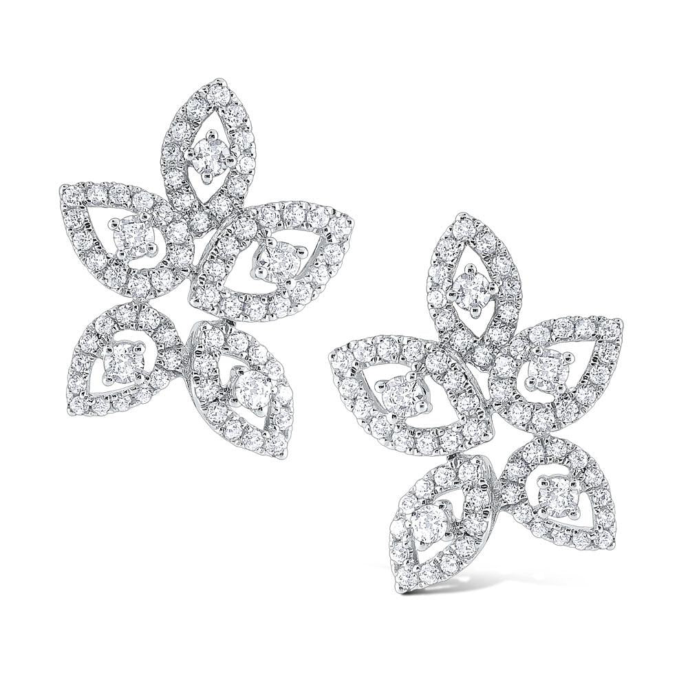 e8635 kc design gold and diamond floral inspired button earrings
