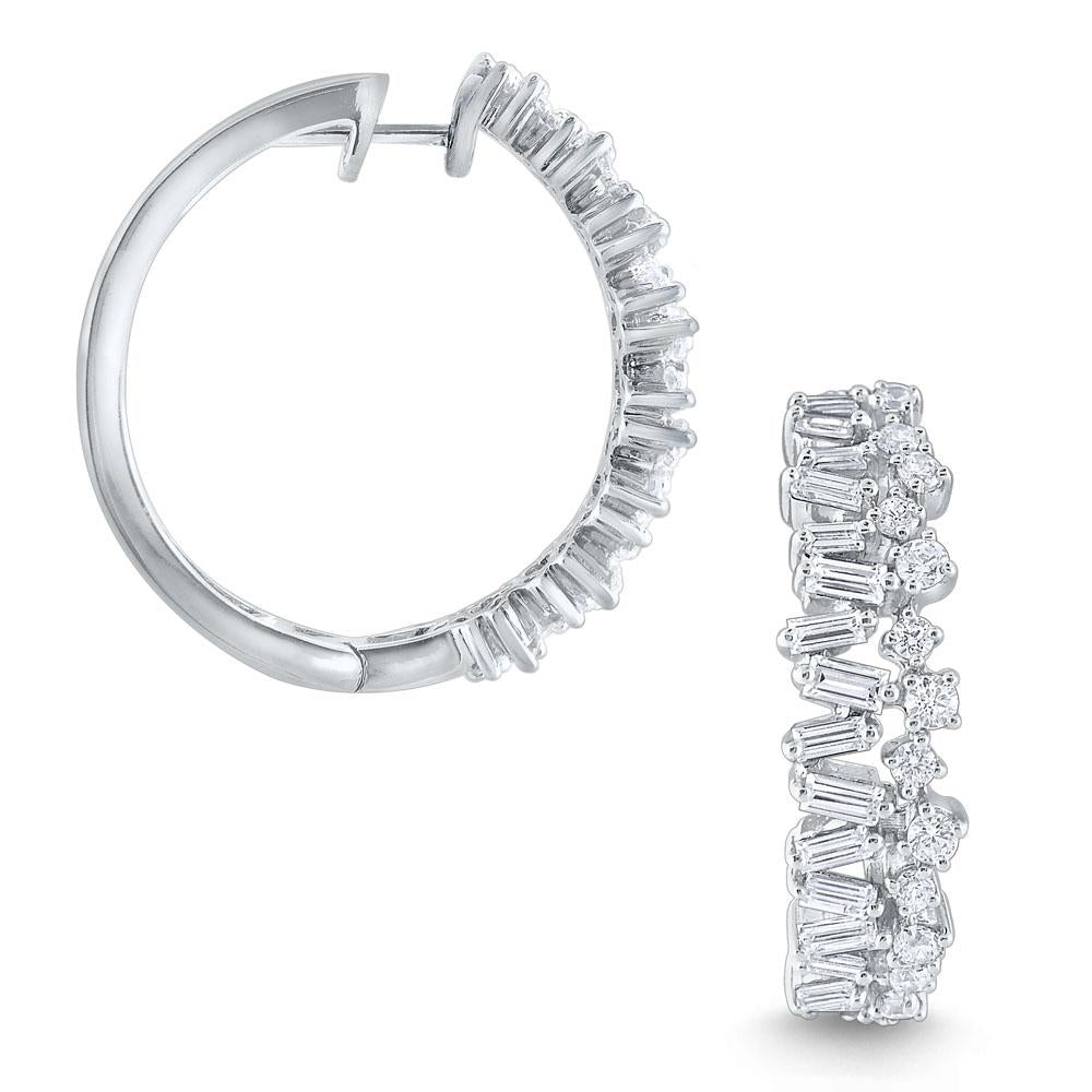 e8684 kc design 14k gold and diamond modern hoop earrings