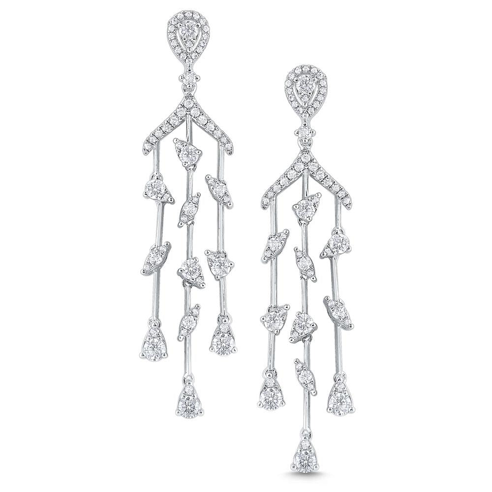 e8736 kc design 14k gold and diamond triple row cascade earrings