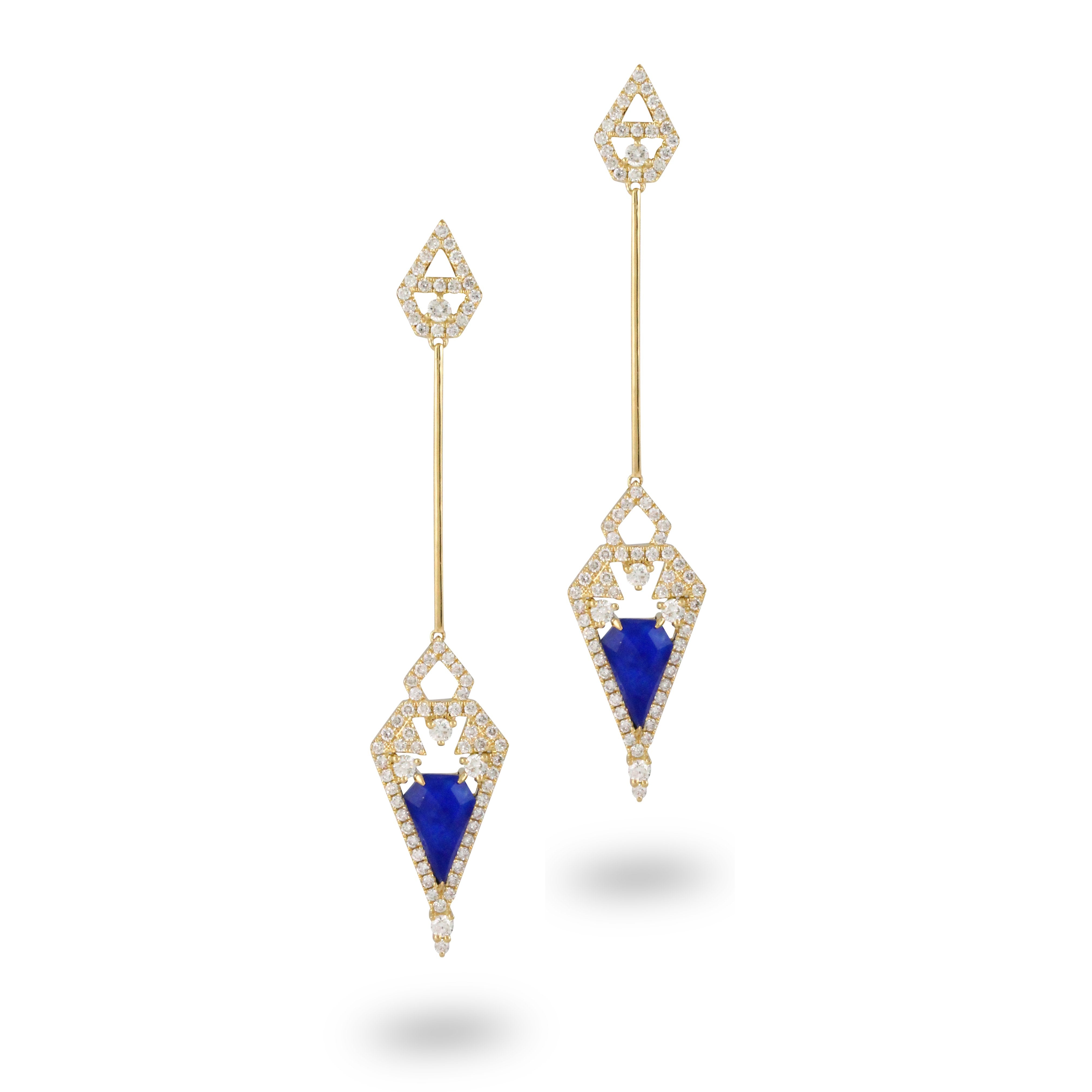doves royal lapis collection 18k yellow gold diamond earring E8893LP