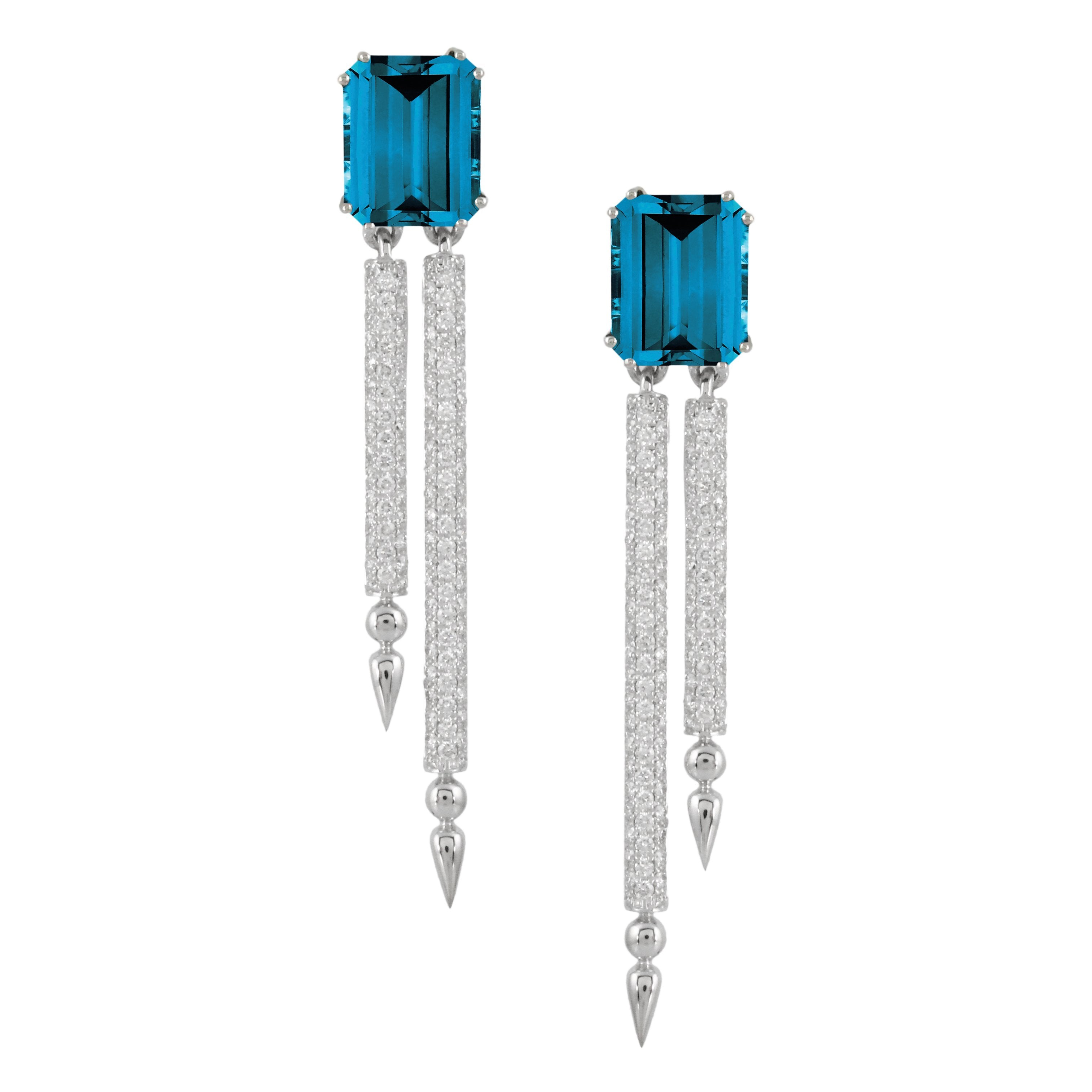 doves london blue collection 18k white gold diamond earring E9258LBT