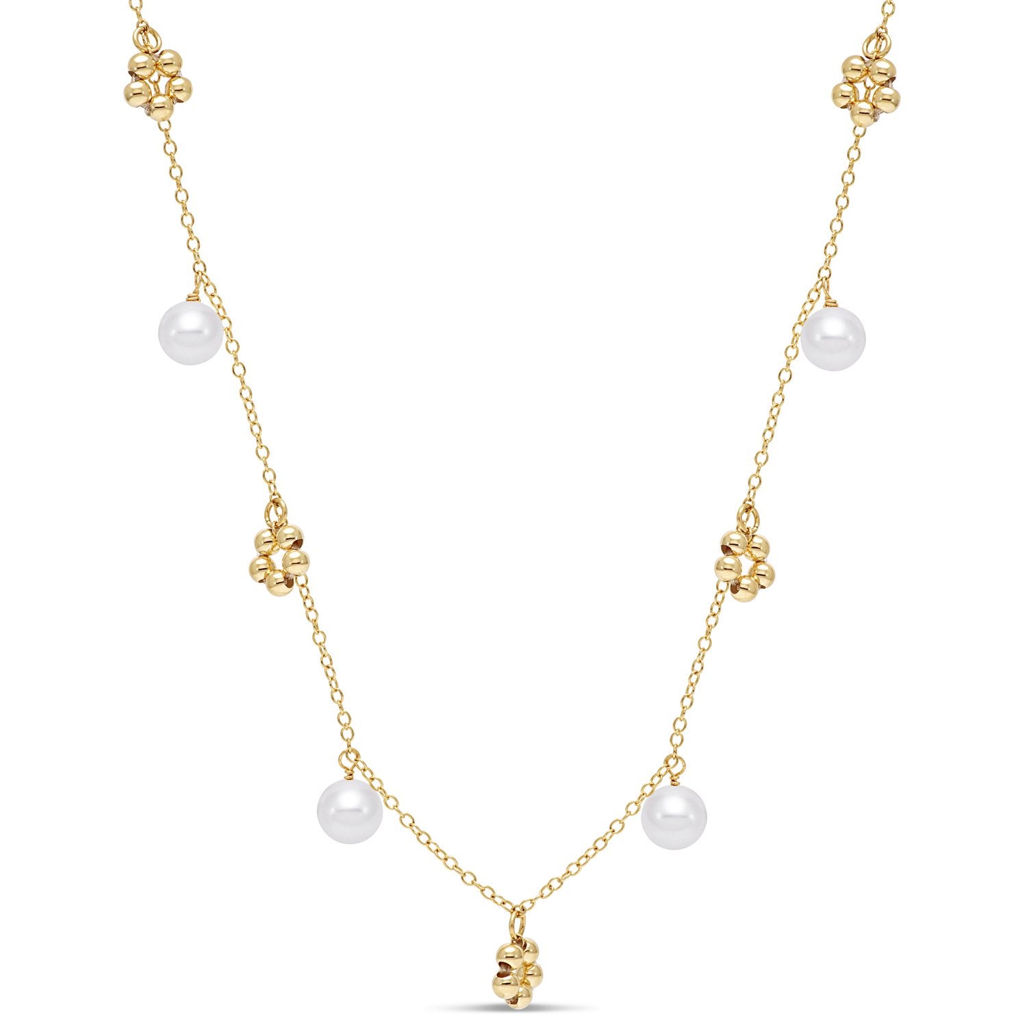 beaded charm pearl necklace