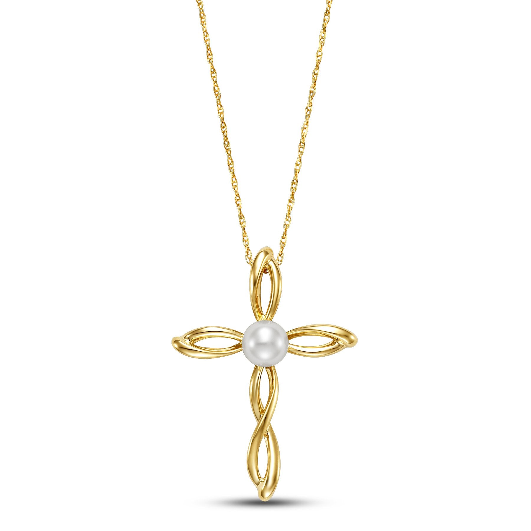 woven cross pearl pendant