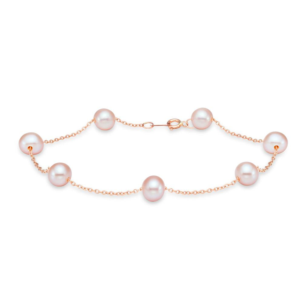 rose gold tin cup pearl bracelet