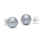 grey freshwater pearl button stud earrings