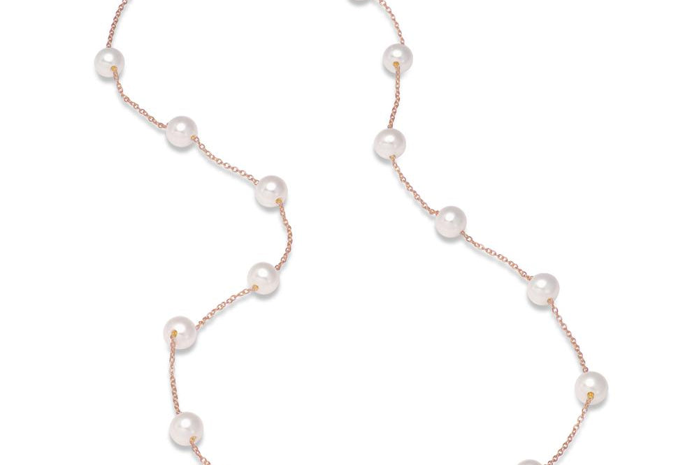 rose gold tin cup pearl necklace